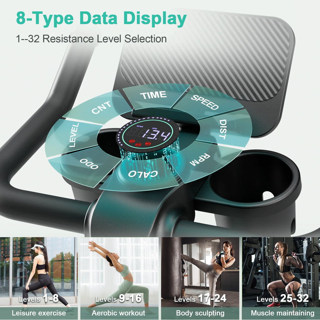 32-Level Magnetic Resistance Stationary Bike for Home